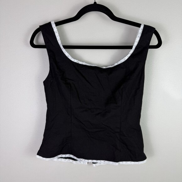 Petal & Pup Romy Black Lace Trim Button Front Ruched Tank Top Small Nordstrom - Picture 7 of 7